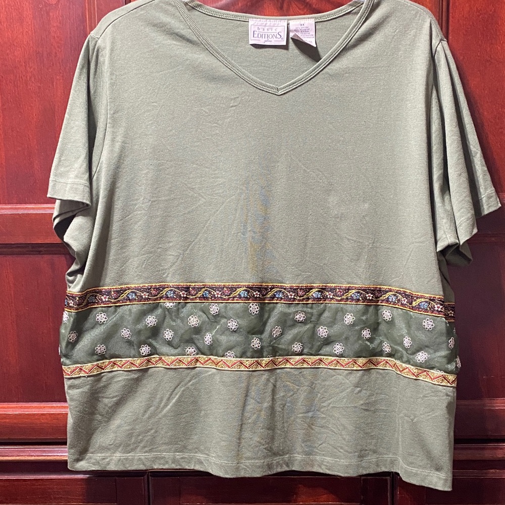Basic Editions Plus Vintage Plus Size 3x Olive Gr… - image 1